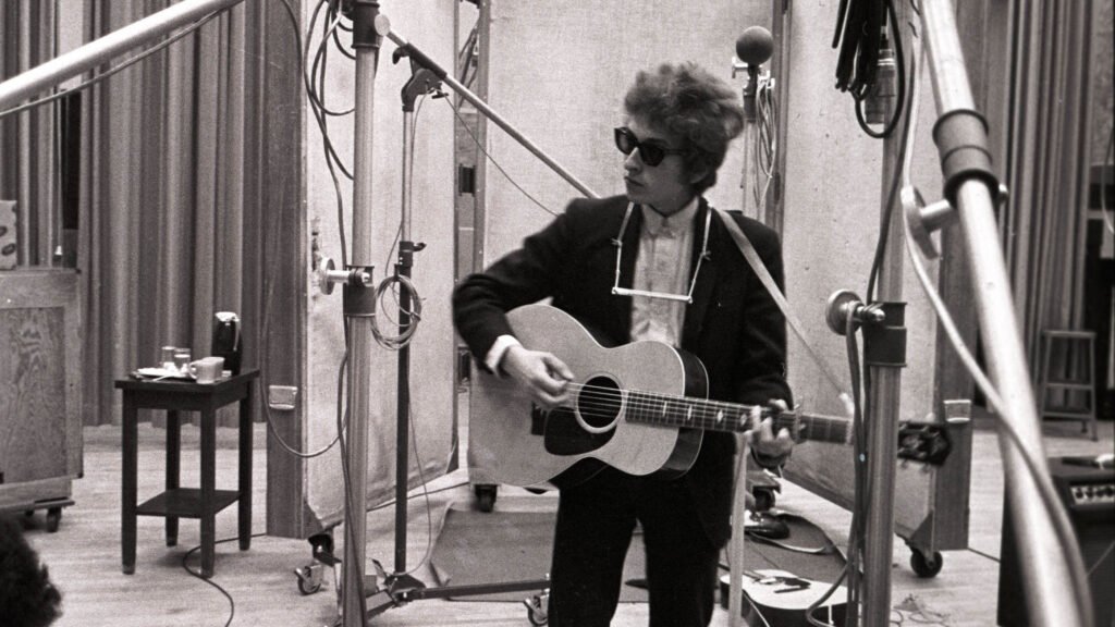Bob Dylan, in the studio.